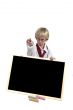 Angry kid with blackboard