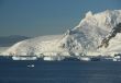 Icebergs, mountains, clear blue sky