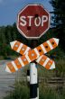 Railway warning stop sign