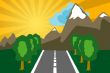 Road to mountains on a decline. The vector image.