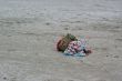 Bag on beach.