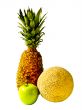 Isolated Pineapple, Cantaloupe and Green Apple