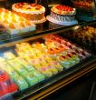 Cakes and Fruity Pastries in Bakery Window