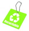 green tag with recyclable symbol