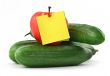 cucumbers apple and note