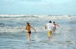 running into water
