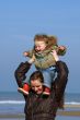 mother and child on the beach
