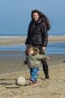 mother and child on the beach