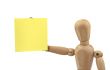 figure with adhesive note
