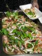 Chef serving seafood salad