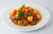 Ragout from meat, potato and sweet pepper.