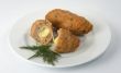 Meat zrazas with cheese and greens.
