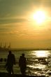 family sunset stroll