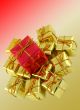 gifts arrangement on multicolored background