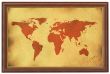 old world map in wooden frame