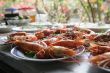 Plate of tiger prawns