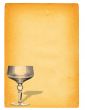 champagne glass against paper