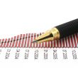 pen tip and business chart
