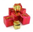 stack of red and golden gifts