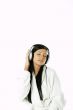 Beauty with headphones