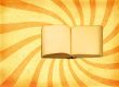 old open book against decorative retro background