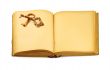 open old book with key motif