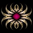 Silver, ivory and ruby brooch