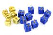 golden and blue gifts isolated on white