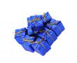 group of blue gifts on white background