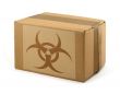 cardboard box with Biohazard Symbol