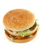 appetizing hamburger on white