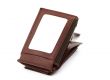 brown leather wallet with a blank space for credit card