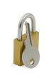padlock and key on white background
