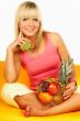 Happy women with fruits