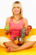 Happy women with fruits