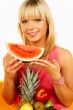Happy women with fruits
