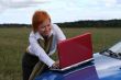 young woman with notebook