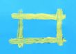 ellow handpainted frame on bright blue paper