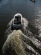 Motor boat with wake