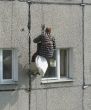 renovation worker on a block of flats