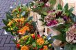 Bouquets of flowers.