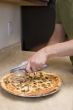 slicing pizza