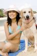 Girl With Dog At Beach
