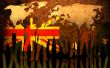 team and world map background