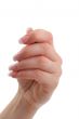 female hand holding invisible object