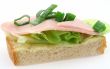 macro of tasty ham sandwich