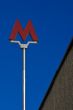 Moscow metro sign in the blue