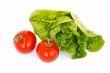 tomatoes and salad on white