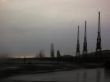 Gray and stormy dockside