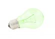 green bulb on pure white background